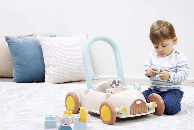 Zestaw Pchacz Autko z Klockami 17 Elementów Krowa Kotek