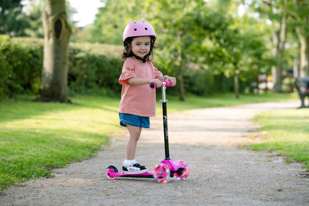 OUTLET EVO Regulowana Trójkołowa Hulajnoga dla Dzieci Light Up Mini Cruiser Różowy Świecące kółka USZKODZONE OPAKOWANIE