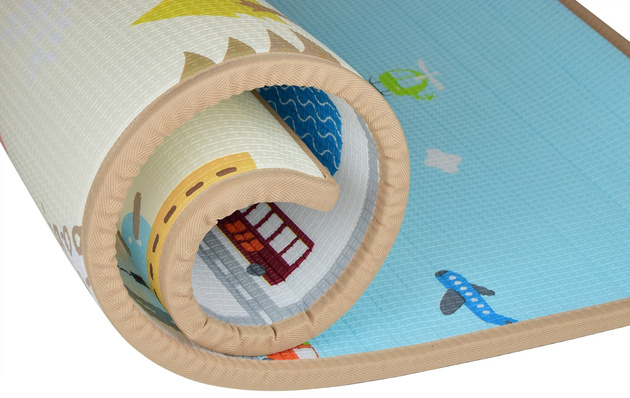 Humbi Dwustronna edukacyjna Mata piankowa Uliczki Zwierzęta 150 x 180 x 2 cm pastelowa gruba duża