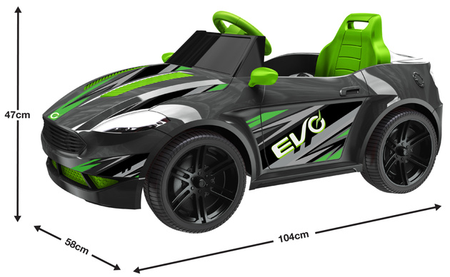 EVO Samochód dla dziecka auto na akumulator kabriolet cabrio czarny ze światłami i dźwiękami