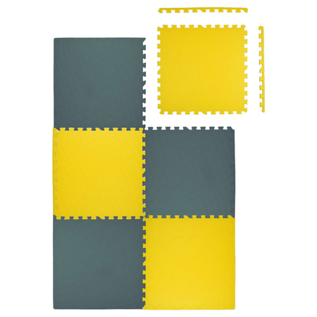 Mata piankowa podłogowa Humbi 180x120 Duże puzzle piankowe wodoodporne bezpieczne 6 szt. żółty, ciemnozielony