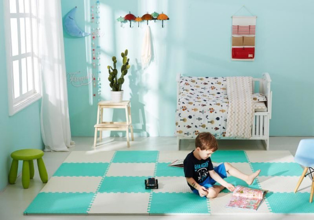 Mata piankowa podłogowa Humbi 120x60 Duże puzzle piankowe wodoodporne bezpieczne 2 szt. biały