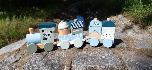 Drewniana kolejka z klocków 16 elementów