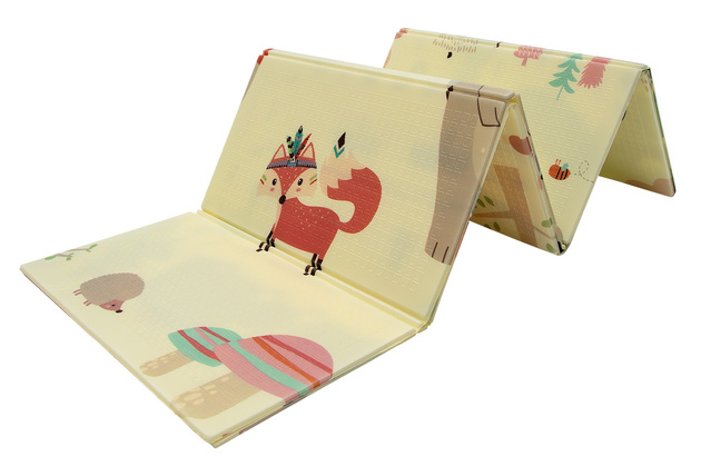 Dwustronna Składana Mata Edukacyjna z pianki XPE Podłogowa Bezpieczna 120x180 misie liski i auta Humbi