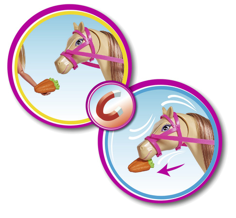 Duży zestaw Lalka Steffi z koniem poruszającym głową Jazda konna + akcesoria