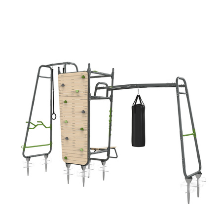 Siłownia Fitness GetSet PS620 Stacja treningowa siłowa gimnastyczna Stanowisko do ćwiczeń: drążki, ławka, stojak, worek, lina, drabinka, kółka, ścianka