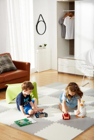 Mata piankowa podłogowa Humbi 120x120 Duże puzzle piankowe wodoodporne bezpieczne 4 szt. Kremowo - Szara