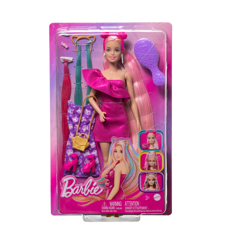 Lalka Barbie zestaw z kolorowymi włosami Fun&Fancy Zabawa Włosami ubrania + akcesoria