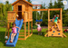 Plac zabaw drewniany duży MyHouse Spider domek, huśtawka, zjeżdżalnia, drabinka, ścianka i siatka wspinaczkowa