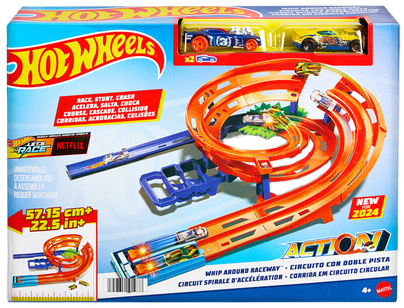 Hot Wheels Stunt Tracks Whip Around Raceway tor samochodowy + 2 pojazdy