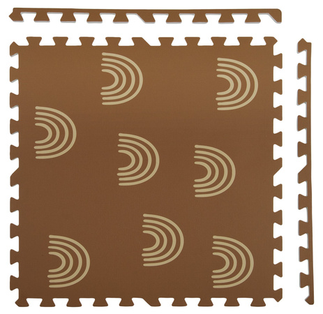 OUTLET Mata piankowa podłogowa Humbi 180x180 puzzle piankowe 9 szt. brązowy łuki tęcza WADLIWE