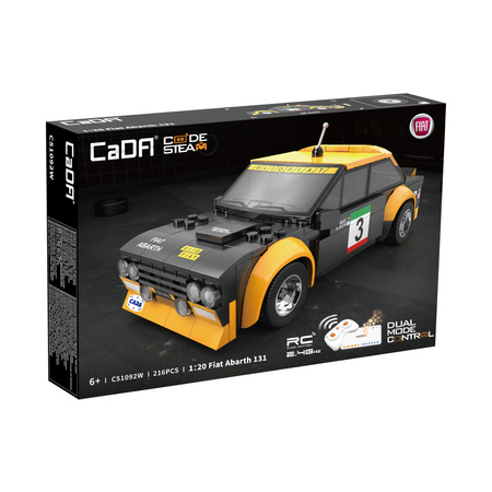 Klocki konstrukcyjne CaDA Samochód zdalnie sterowany Auto wyścigowe 20 cm Czarny Fiat Abarth 131 Pojazd 216 elementów RC Dual Mode