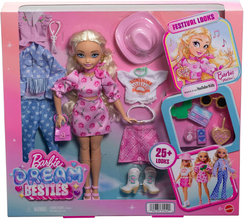 Barbie Dream Besties Festival Looks Zestaw Malibu Lalka modowa Kowbojka + akcesoria