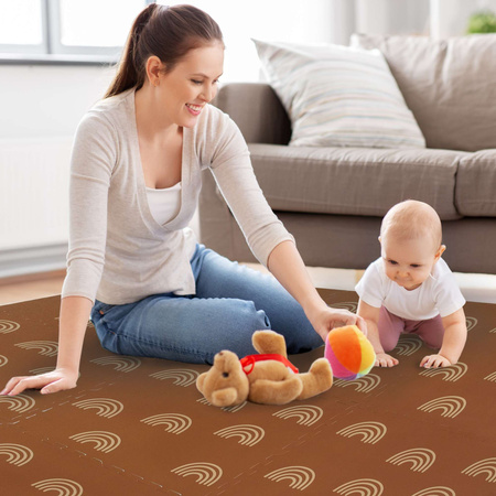 OUTLET Mata piankowa podłogowa Humbi 180x180 puzzle piankowe 9 szt. brązowy łuki tęcza WADLIWE