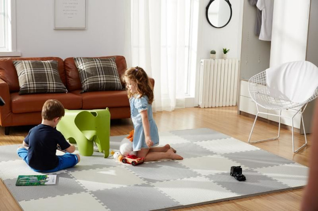 Humbi mata piankowa puzzle piankowe fitness wodoodporne pod basen 24 szt. krzemowo-szary 360 x 240 x 1 cm