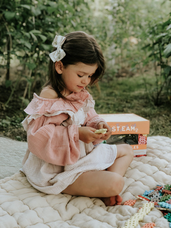 Klocki konstrukcyjne Mini Waffle zestaw w pastelowych kolorach 300 elementów Marioinex