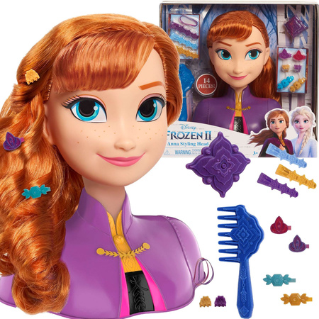 Lalka Głowa do czesania i stylizacji włosów Księżniczka Disney Anna Kraina Lodu +akcesoria