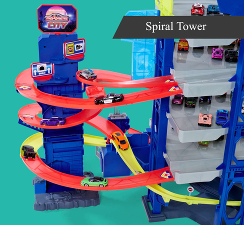 Duży Garaż Parking samochodowy Super Centrum Pościgu + 4 kolorowe auta Światło Dźwięk