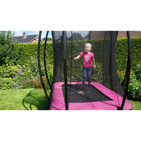Trampolina ogrodowa z siatką zabezpieczającą Silhouette 153x214 cm różowa