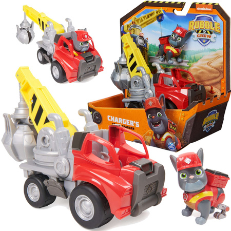 OUTLET Psi Patrol Rubble i jego Ekipa Rubble&Crew Charger Pojazd Chwytak  Dźwig z Figurką 6cm WADLIWY