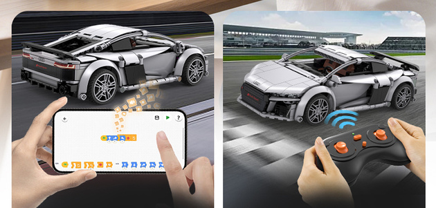 Klocki konstrukcyjne CaDA wyścigówka Samochód wyścigowy zdalnie sterowany Audi R8 Coupe Auto sportowe 536 elementów RC