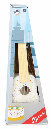 Gitara klasyczna dla dzieci drewniana biała w kropki 6 strun 53 cm Small Foot