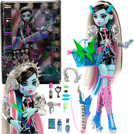Monster High Zestaw Elektryzujący styl Amped Up Frankie Stein Lalka 29 cm + akcesoria rockowe