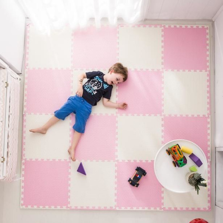 Mata piankowa podłogowa Humbi 360x240 duże puzzle piankowe wodoodporne bezpieczne 24 szt. różowy