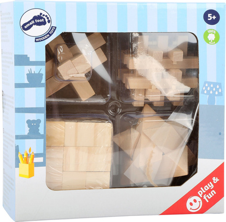 Zestaw Łamigłówki drewniane logiczne 4 szt