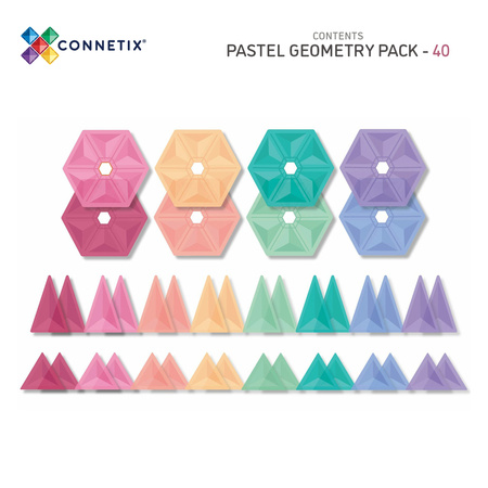 CONNETIX Pastel Geometry Pack Kreatywne klocki magnetyczne 40 elementów