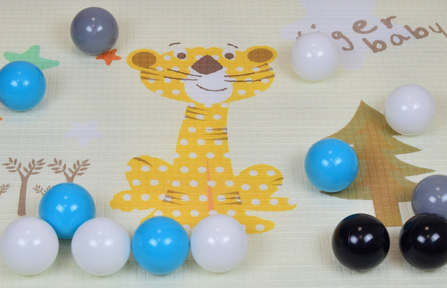 Humbi Dwustronna edukacyjna Mata piankowa Uliczki Zwierzęta 150 x 180 x 2 cm pastelowa gruba duża