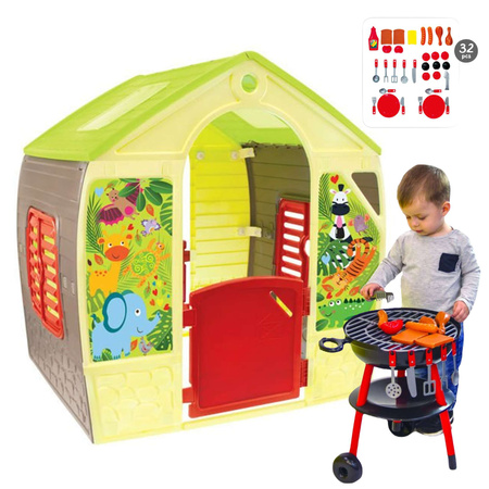 Zestaw ogrodowy domek + grill dla dzieci Mochtoys
