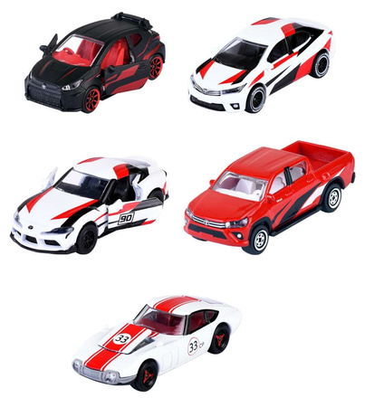 Zestaw 5 metalowych pojazdów wyścigówki sportowe resoraki Toyota Racing Supra Corolla GT na prezent
