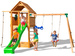 Plac zabaw drewniany ogrodowy Fortress Move domek, zjeżdżalnia XXL, 2x huśtawka, piaskownica, ścianka i lina wspinaczkowa, drabinka, schodki, ster