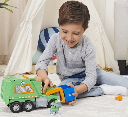 Psi Patrol Duża Śmieciarka Rocky Pojazd Do Recyklingu 38 CM + Figurka