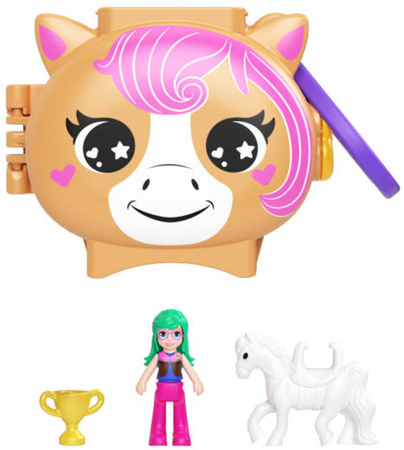 Polly Pocket Zestaw Kompaktowy Pet Connects Konik figurki i akcesoria