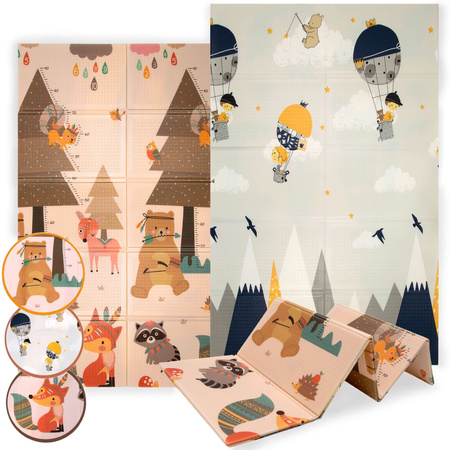 Dwustronna Składana Mata Edukacyjna z pianki XPE Podłogowa Bezpieczna 120x180 góry zwierzęta Humbi