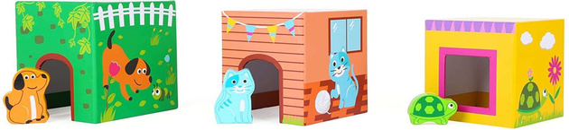 Układanka piramida ze zwierzątkami kolorowe kartonowe klocki