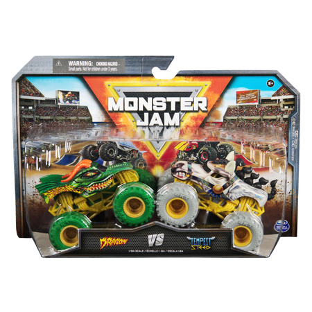 Monster Jam 2 pojazdy Monster Truck 1:64 Dragon vs Tempest Steed