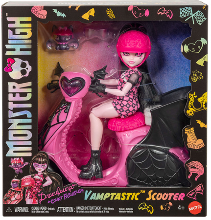 Lalka Monster High Draculaura na skuterze Vamptastic Scooter