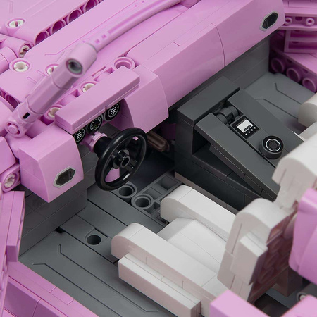 Klocki konstrukcyjne CaDA Zdalnie sterowany duży samochód Kabriolet różowy 37 cm z napędem Power System Auto Pojazd Cabrio Pink Holiday RC 1181 elementów