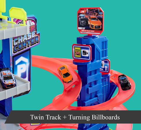 Duży Garaż Parking samochodowy Super Centrum Pościgu + 4 kolorowe auta Światło Dźwięk