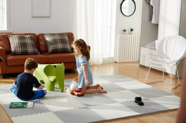 Mata piankowa podłogowa Humbi 120x60 Duże puzzle piankowe wodoodporne bezpieczne 2 szt. szary