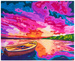 Malowanie Po Numerach Zachód Słońca Jezioro Łodka