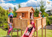 Plac zabaw drewniany ogrodowy MySpace XL Spider domek, zjeżdżalnia, huśtawka, ścianka i sieć wspinaczkowa, drabinka, ster
