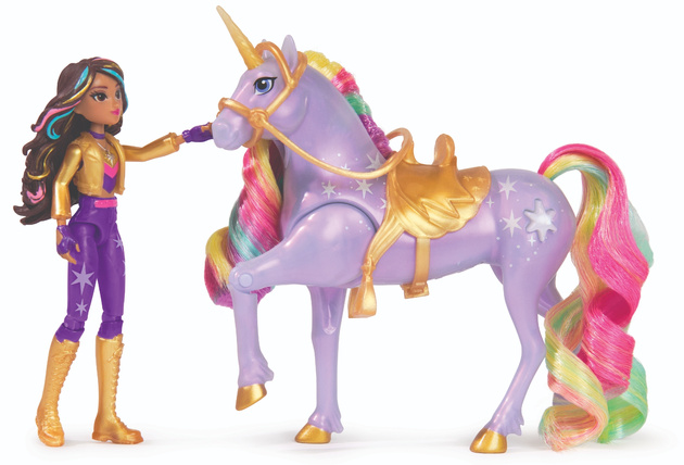 Unicorn Academy Zestaw Figurki Sophia & Wildstar dziewczyna i jednorożec ze światłem+ akcesoria