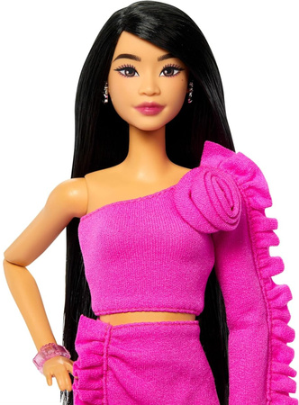 Barbie Lalka Kolekcjonerska Deluxe Style Brunetka w Różowej Kreacji