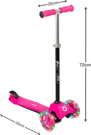 EVO Regulowana Trójkołowa Hulajnoga dla Dzieci Light Up Mini Cruiser Różowy Świecące kółka