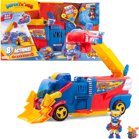 OUTLET SuperThings Rescue Truck 2W1 Auto Ratownicza Ciężarówka + Figurka Kolekcjonerska Światło Dźwięk NIEKOMPLETNY
