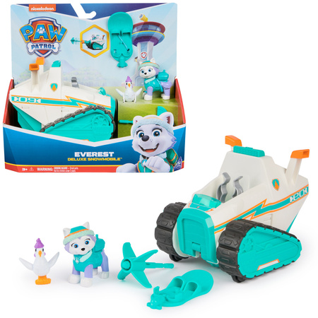 Psi Patrol Pojazd Skuter śnieżny z wyrzutnią Deluxe figurka Everest + kura Chickaletta